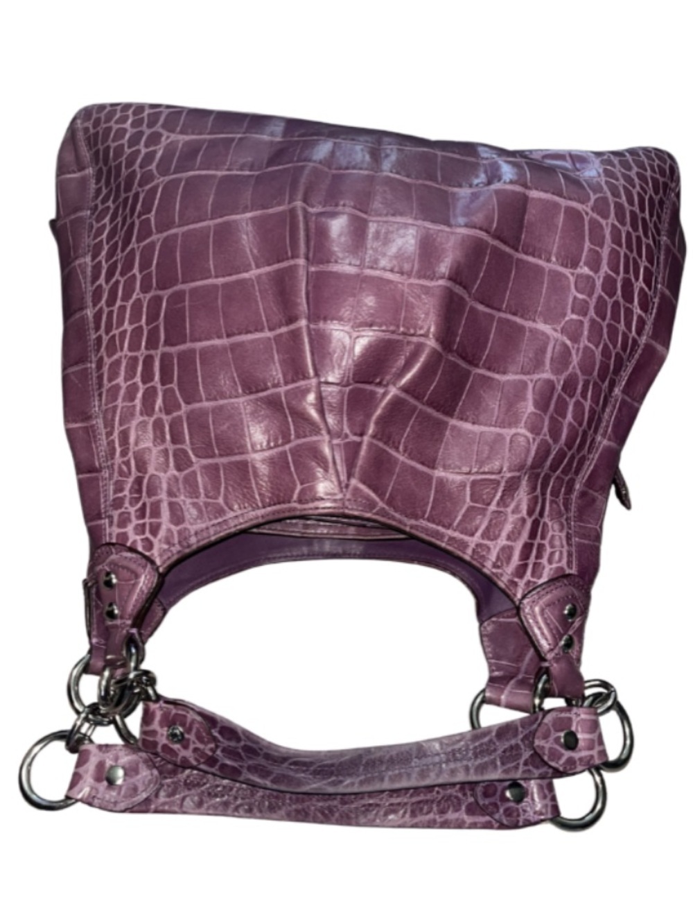 COACH Madison Maggie Exotic
Croc Embossed Leather Shoulder Bag Purple - Picture 5 of 14